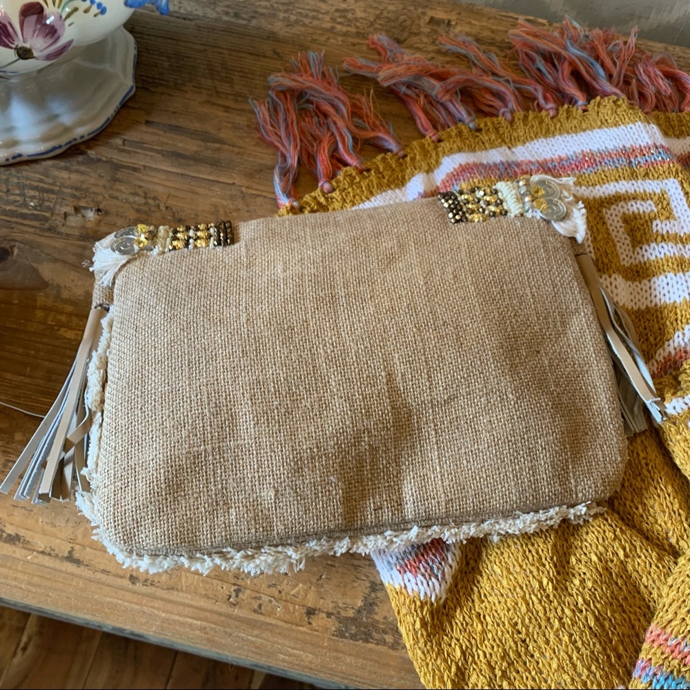 New Women's Natural Leela Clutch Ratan Cross-Body Purse - Picture 6 of 8